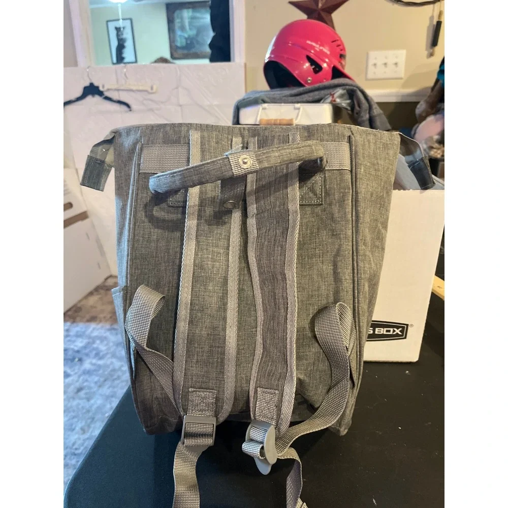 Gray Heathered Diaper Bag Backpack Insulated Bottle Pockets Travel Baby Bag‎